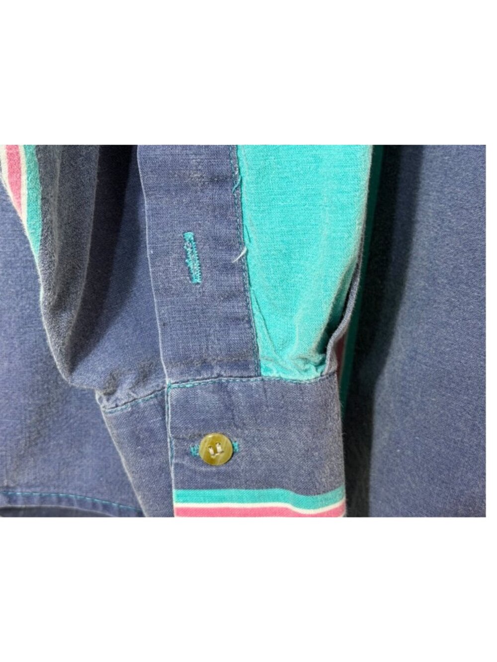 Vintage 90s Santana Striped Long Sleeve Button-Up Shirt - Men's Size XL - Picture 3 of 7